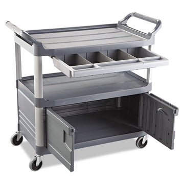 Rubbermaid® Commercial Xtra Instrument Cart, 300-lb Capacity, Three-shelf, 20w X 40.63d X 37.8h, Gray freeshipping - TVN Wholesale